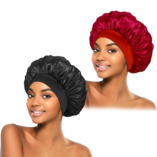 2 piezas de gorro de seda para dormir, gorros de satén para el cabello, banda elástica suave de seda para dormir, envoltura de cabello para mujeres