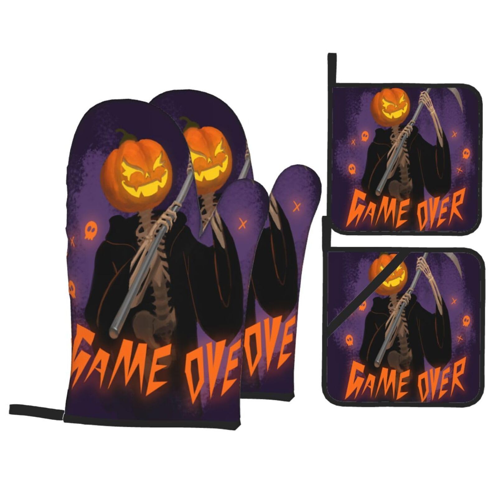 Guantes Horno Línea Negra Manoplas Horno Almohadillas Aislantes Juego De 4 - Acolchado Resistente al Calor, Flexible,Cocina multipropósito