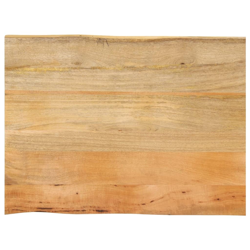 Piano da tavolo in legno massiccio con bordo ad albero, 70 x 60 x 2,5 cm, finitura naturale in legno di mango, piano di lavoro rustico per scrivania e tavolo da pranzo, unico