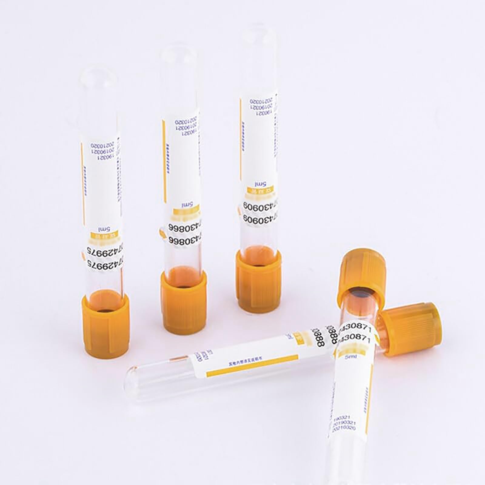 100 Tubos De RecoleccióN De Sangre Al VacíO, Tubos De CoagulacióN Desechables De 3ml 5ml 10ml, con Aditivos De CoagulacióN | Tapa Naranja, para RecoleccióN De Sangre BioquíMica,3ml
