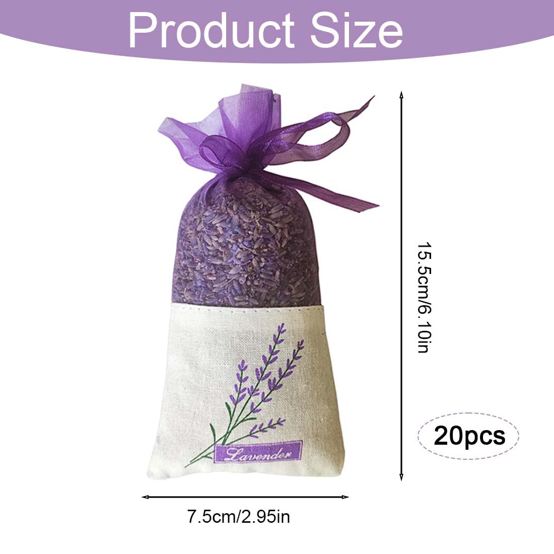 20 pièces, Sachet Lavande Vide, avec Rubans de Fils Cordon de Serrage, Sachet Tissu Parfumé Armoire Anti Mite, pour Armoire Lavande en Vrac de (Sac Vide)