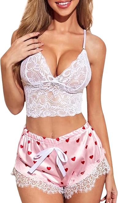 Amazon.com: Las mujeres de verano sexy ahueca hacia fuera pura bordada amor  chica ropa interior sujetador traje cómodo encaje pijamas, Suave, M,  Rosa/Rebel Fun. : Ropa, Zapatos y Joyería