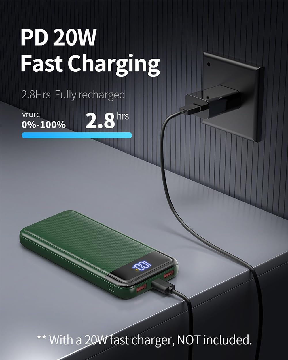Power Bank, Slimmest 22.5W Powerbank 13800mAh PD3.0 USB C (Ingressi/Uscite), Caricatore Portatile Ricarica Rapida Batterie Esterna Compatibile con iPhone 16 15 14 13 12 Pro Max Huawei etc.(Verde)