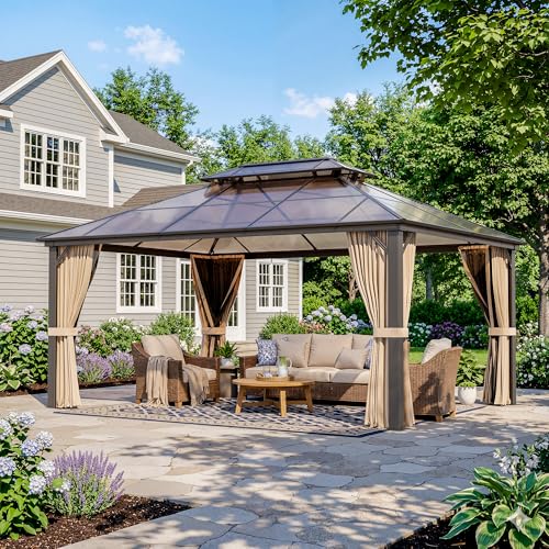 AirWire 12x16 Hardtop Polycarbonate Gazebo Brown