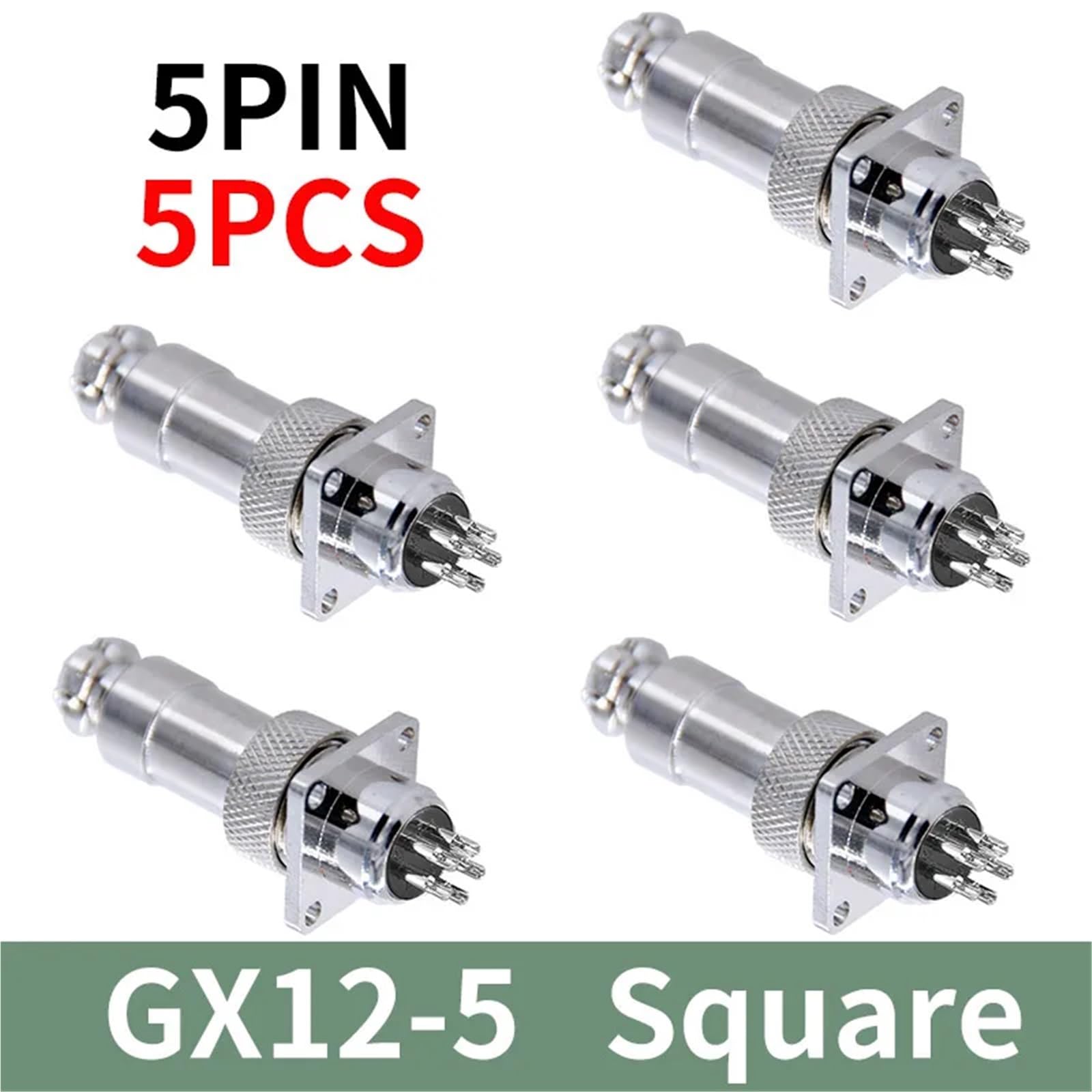 5 szt. GX12 złącze kwadratowy kołnierz 2pin3pin4pin5pin6pin7pin średnica 12mm Push-pull okrągły szybki (5-pinowy)