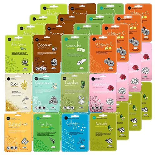 Celavi Essence Facial Mask 48-Pack K-Beauty Moisturizing Set
