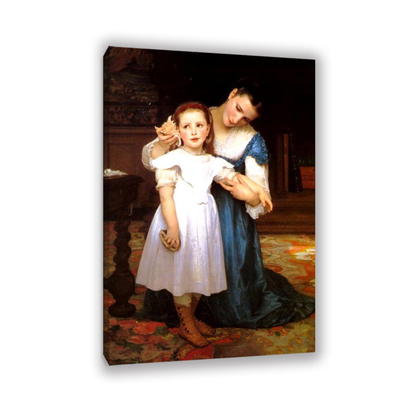 Rxnhgjds Framed William-Adolphe Bouguereau Wall Art The Seashell Fine Art Portrait Wall Painting Aesthetic Wall Decor For Living Room Bedroom Bathroom Home Decor 120X80cm Inner Frame