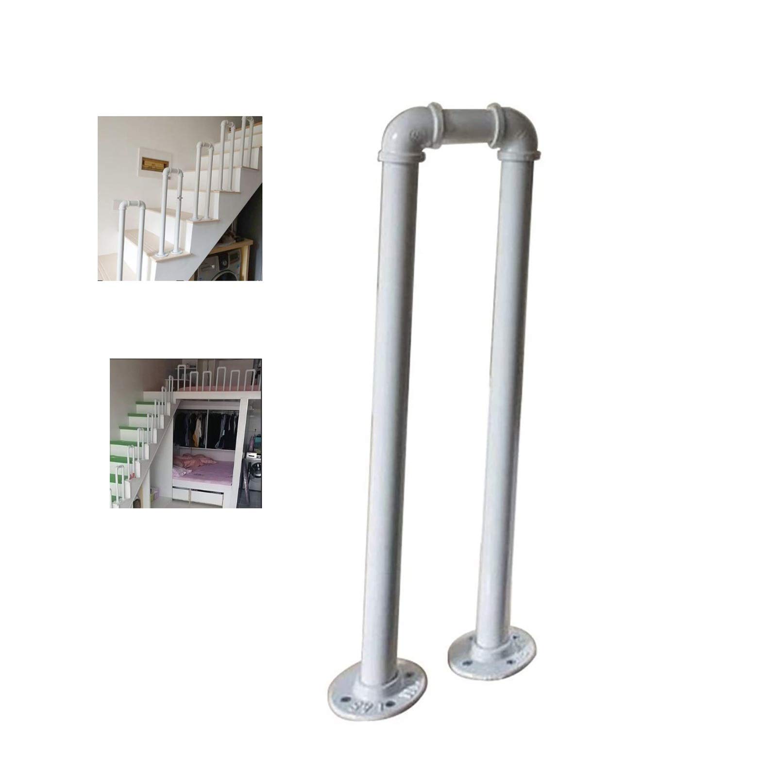 Main courante en U blanche en fer forgé CHEWYNP pour escalier et jardin