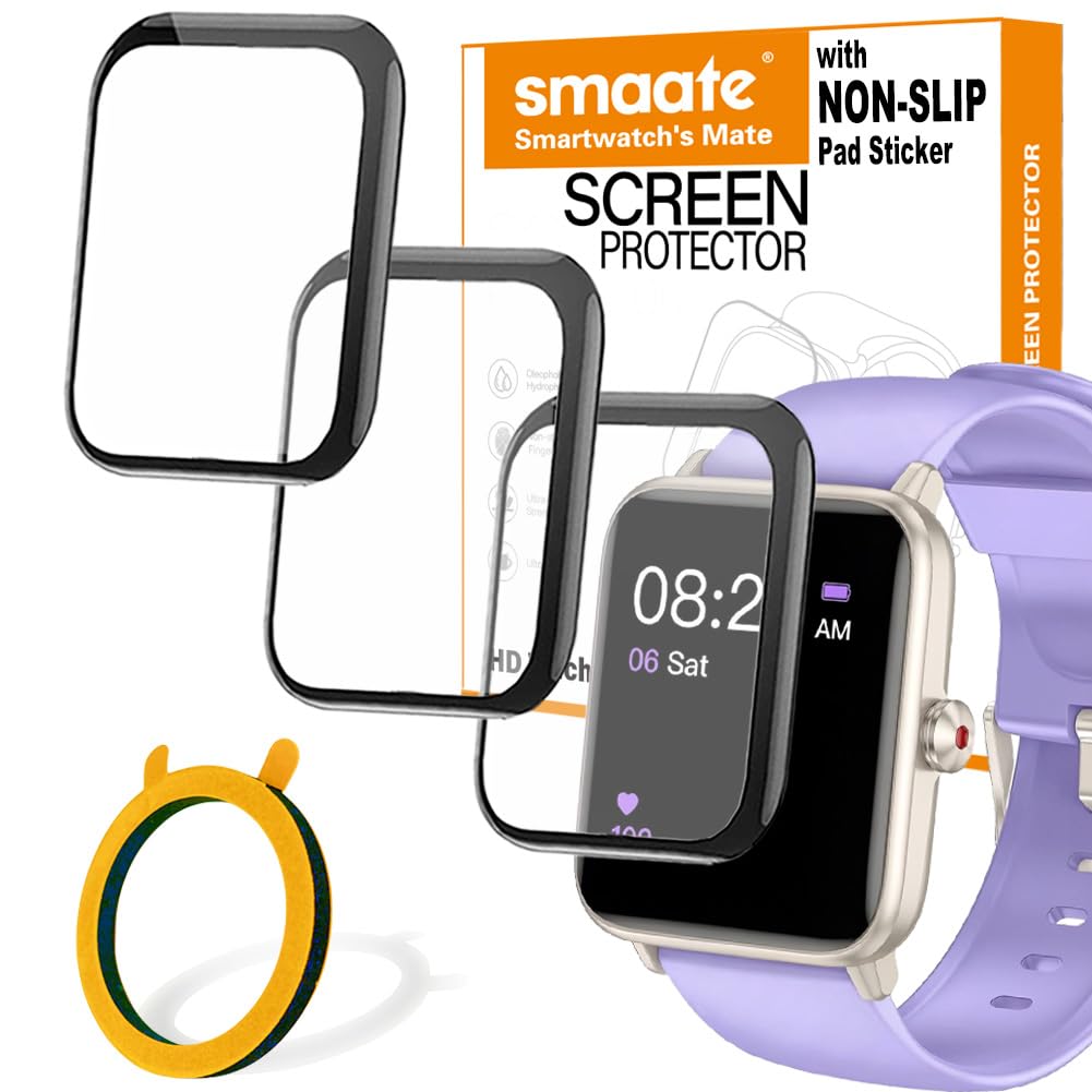 3D Schutzfolie für P22, kompatibel mit Smartwatch TYKOIT 1,5 Zoll, P22 Donerton Popglory CanMixs Kalinco 1,4 Zoll, Dirrelo Fitpolo GT01 1,5 Zoll, Curved Edge Full Coverage