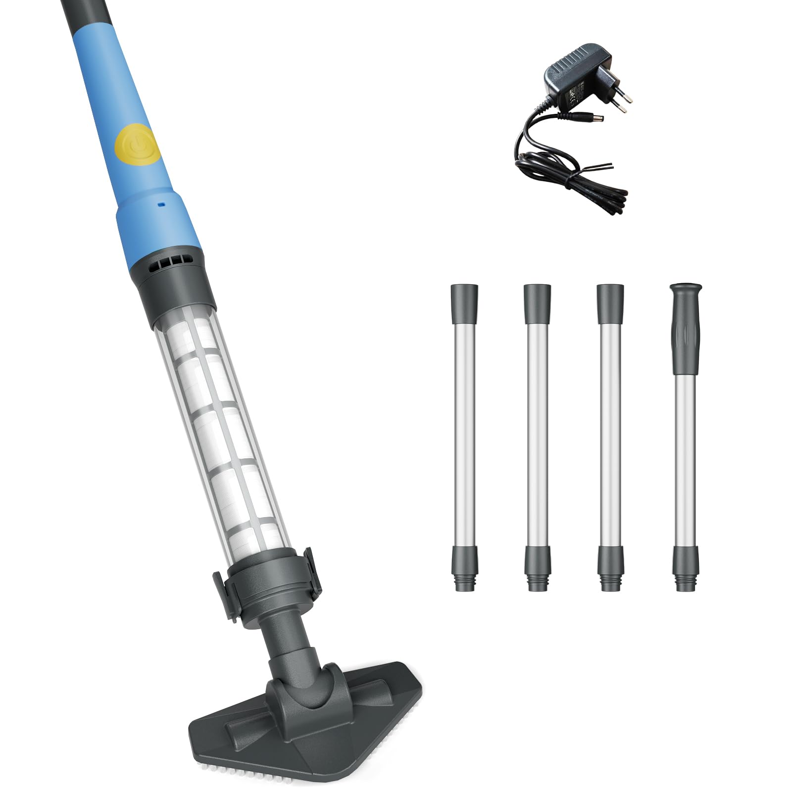 Aspirador de Piscina Inalámbrico 2 en 1, Limpiafondos Piscina Recargable con 60 Min de Autonomía, Succión de 32 L/min, Ideal para Piscinas Desmontables, Piscinas Elevadas, SPA e Hidromasaje