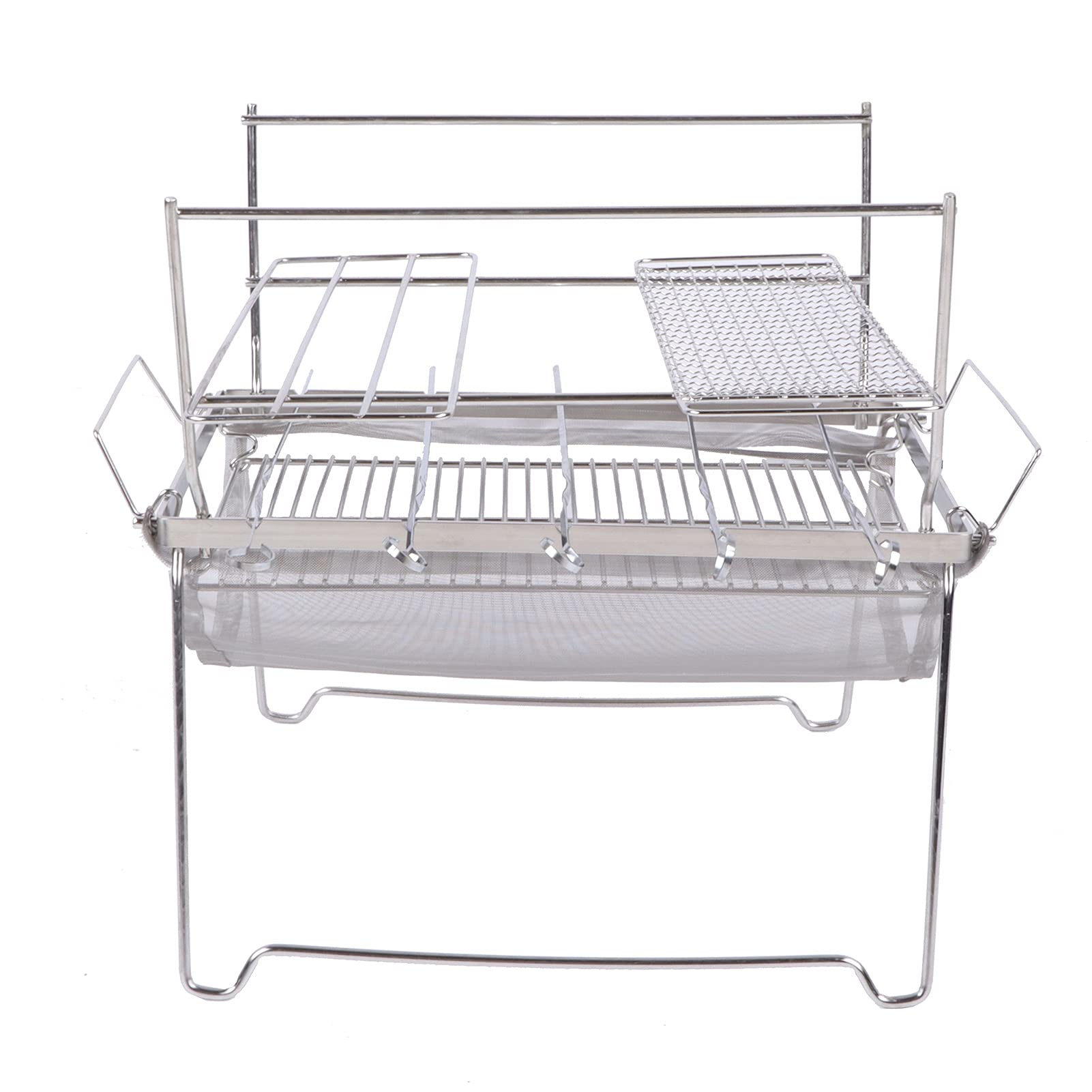 Parrilla Plegable para Fogata, Parrilla Portátil de Acero Inoxidable con Cocina Multifunción para Acampar, Senderismo, Viajes en la Playa