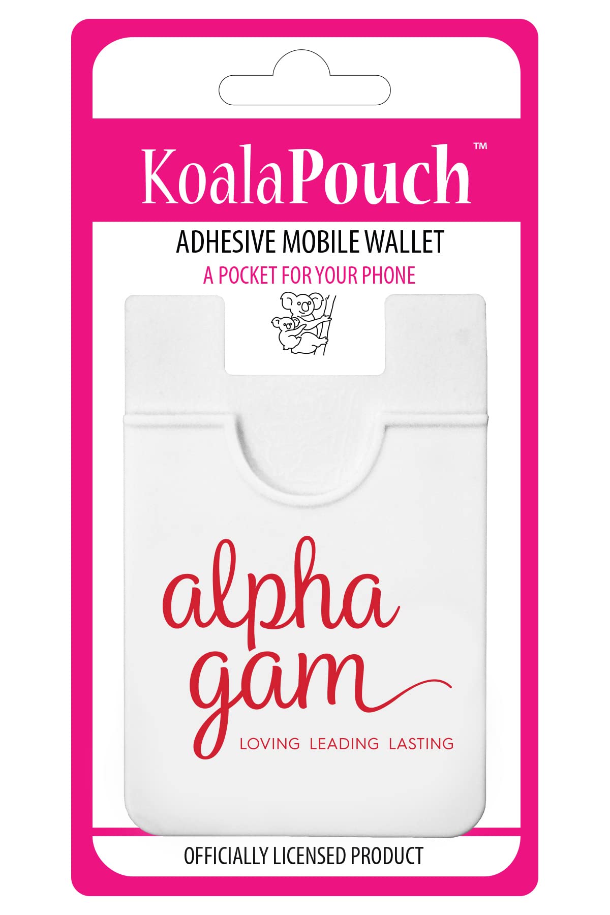 Sorority Shop Alpha Gamma Delta Koala Pouch - With AGD Sorority Logo - Adhesive cell phone wallet