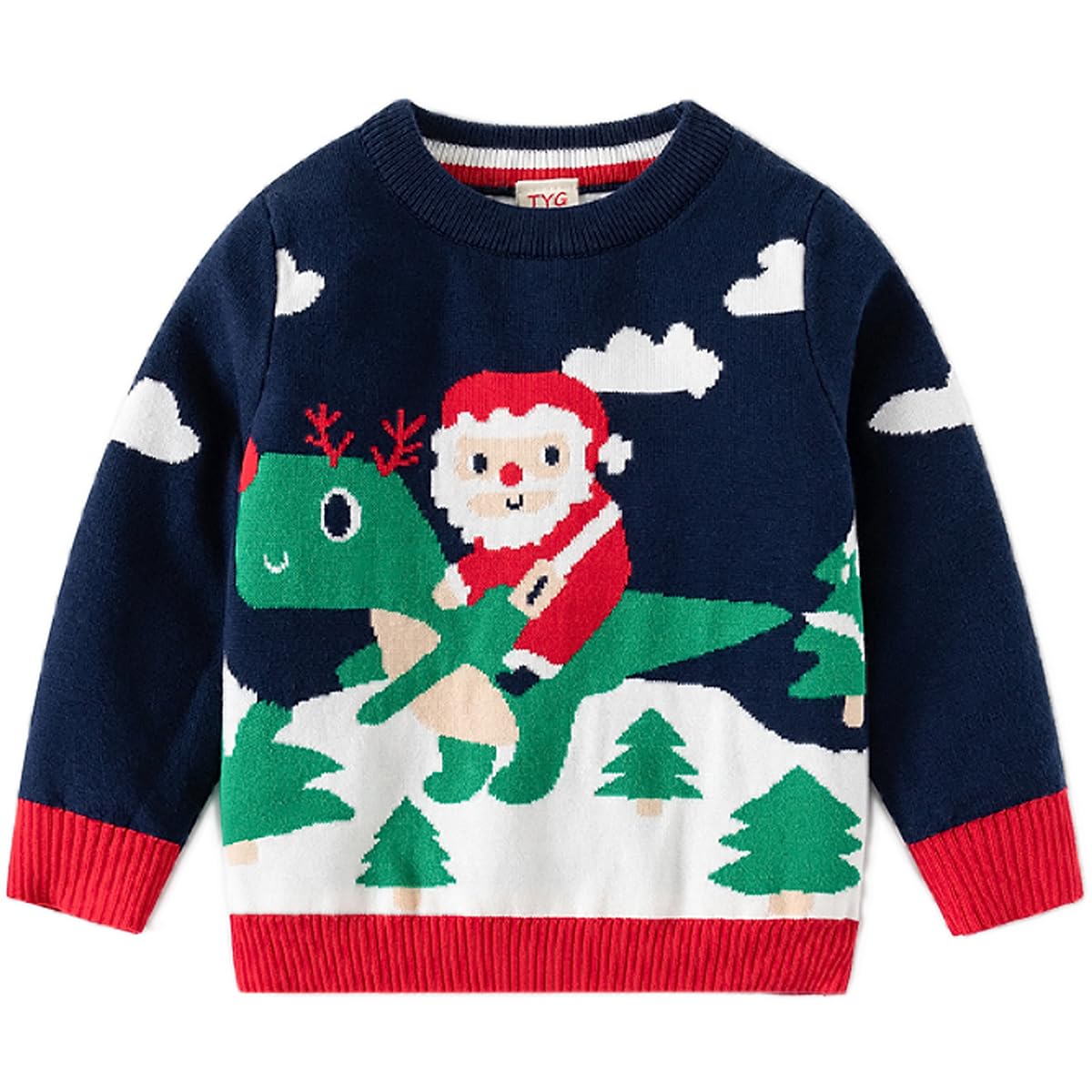 Pull Noel Enfant Pull Pere Noel Enfant Rennes de Noël Col Rond Coton Garcon Fille 2 à 7 Ans