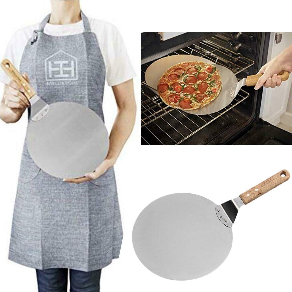 Pala Para Pizza, Espátula Para Pizza De 1 Pieza, Herramientas Para Hornear Pizza Y Repostería, Acero Inoxidable, Espátula Para Pizzas Antiescaldaduras, Mango De Roble, Pala Para Pasteles, Accesorios