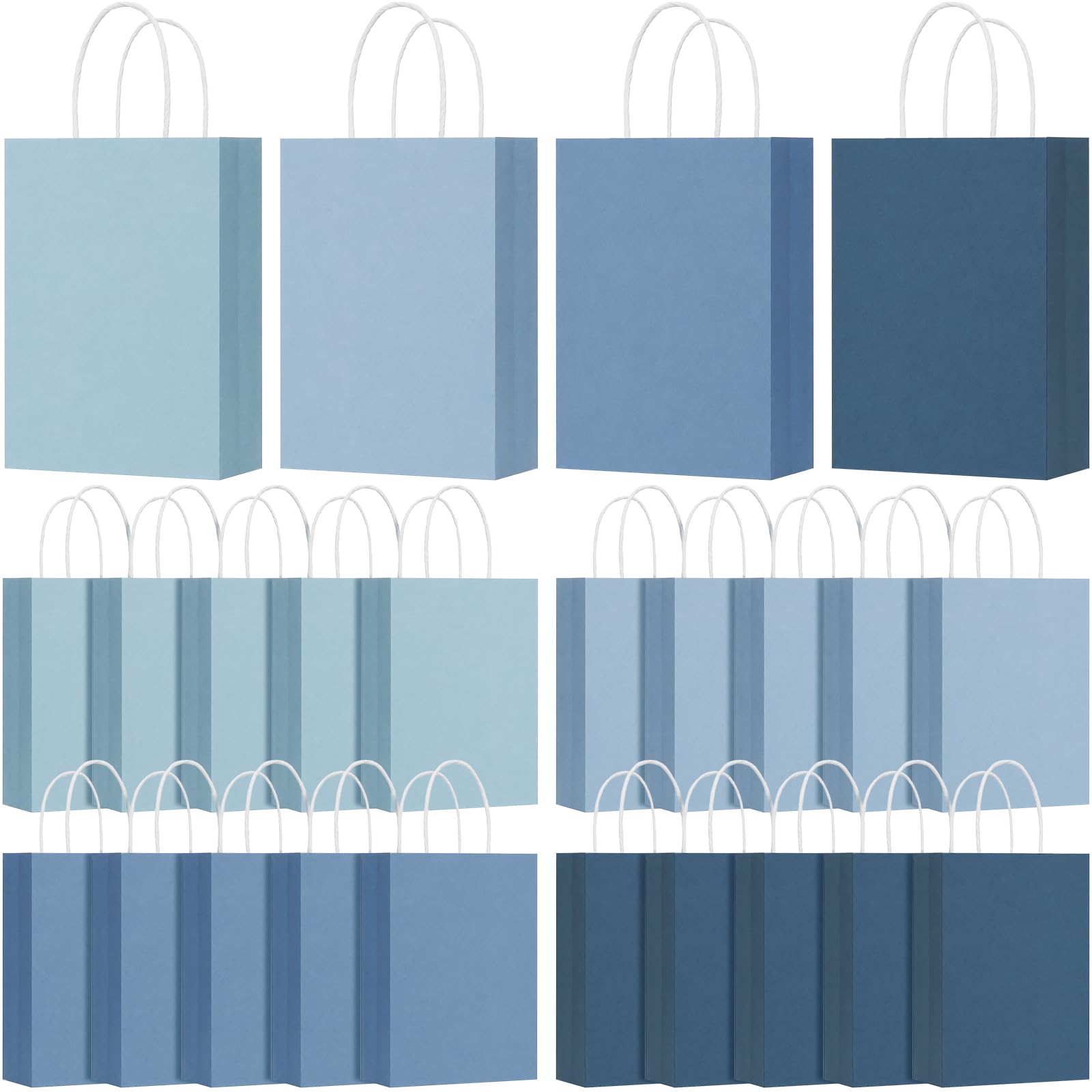 Gaillty 24 Pcs Dusty Blue Paper Bags with Handles, 8 x 6 x 3 Inch Small Gift Bags Blue Birthday Party Favor Bag for Wedding Baby Shower Retail Merchandise Shopping Business Goody — image 1