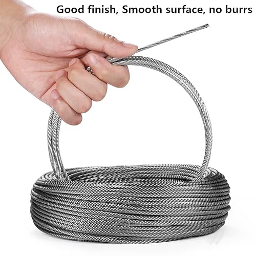 Miniatura 5 de Steel DN Mate Cuerda de alambre de acero inoxidable para aviones de 600 pies de 18 pulgadas para kit de barandilla de cable, cable de barandilla de