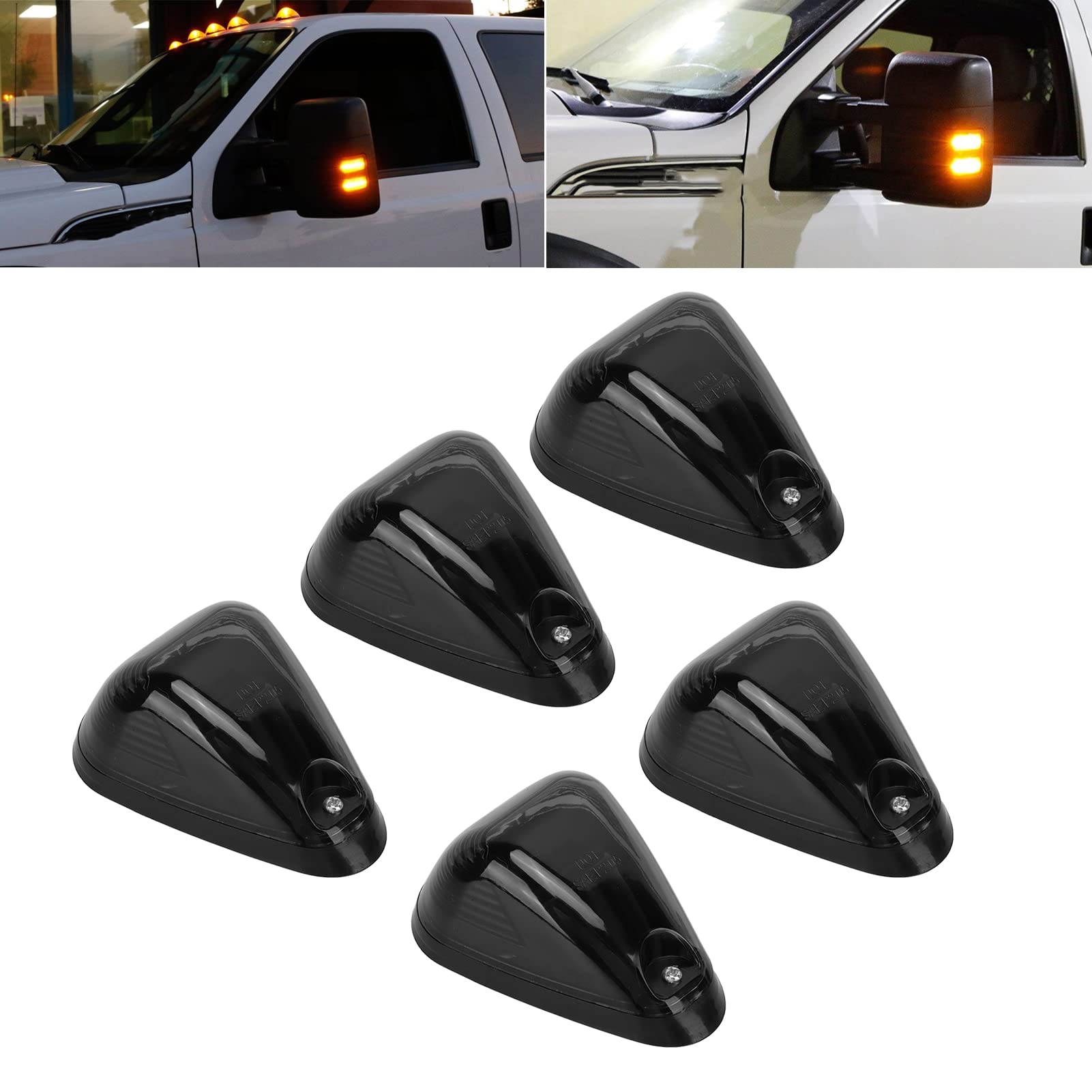 Qiilu Luci sul Tetto della Cabina 5 Set Luci Tetto per Camion LED Luci di Ingombro sul Tetto della Cabina a LED Luci di Posizione per Auto Luce Superiore con Lente fumé e Luce Ambra per Camion e