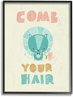 The Kids Room by Stupell Comb Your Hair Mod Lion Framed Giclee Texturized Art 16 x 20 Multi-Color