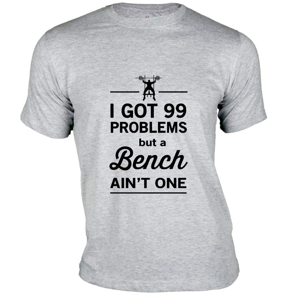 GubbacciI Got 99 Problems But a Bench Ain't One Men Cotton Printed T-Shirt - Grey