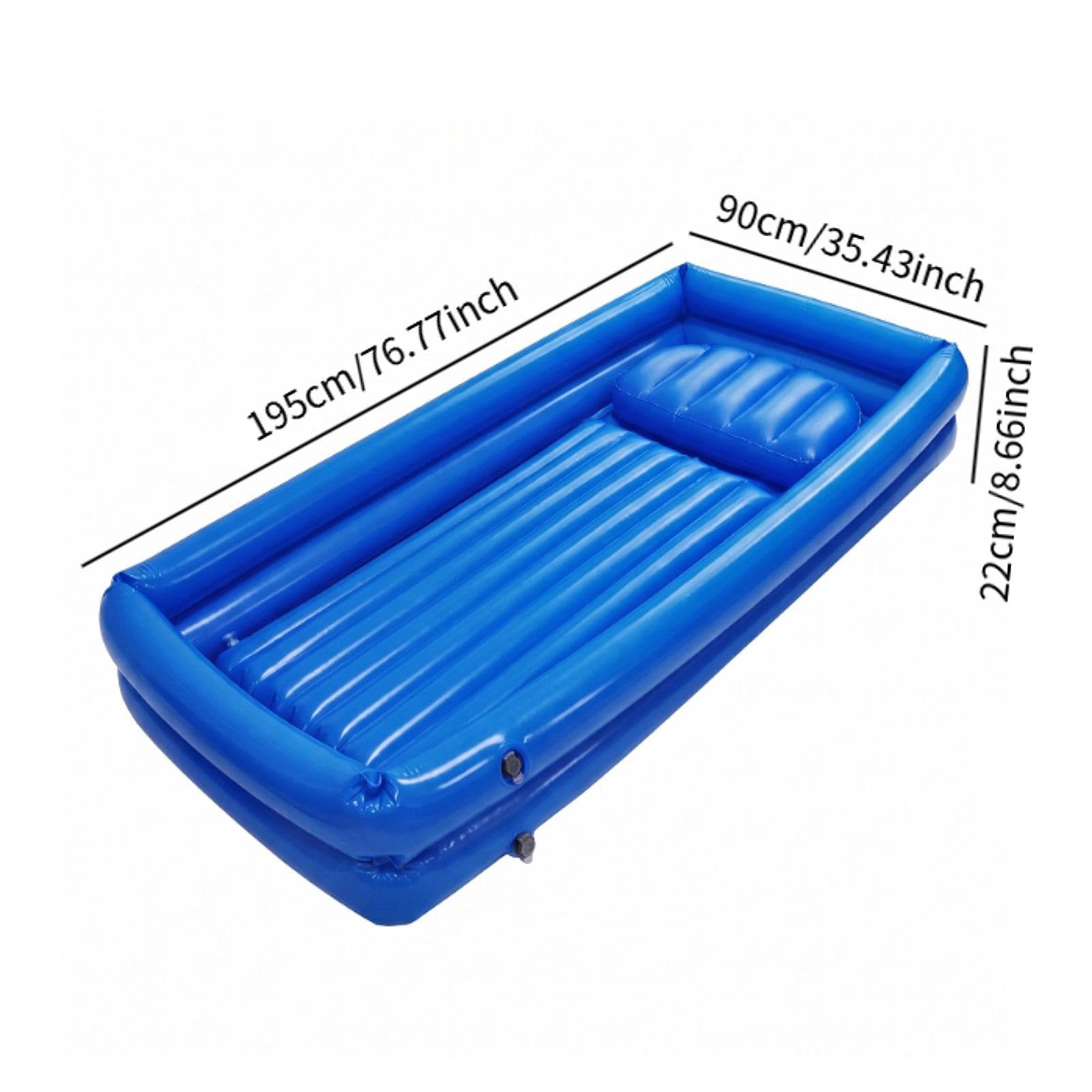 Bañera Inflable Portátil con Colchón para Cama Y Pacientes Ancianos, Equipada con Lavabo para Champú, Soporte para Cabezal Y Estructura de PVC, Azul