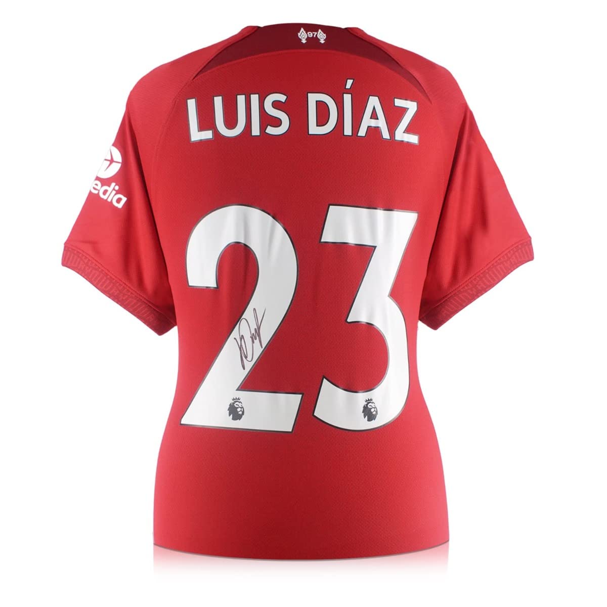 Luis Diaz Signed Liverpool 2022-23 Football Shirt. Deluxe Frame