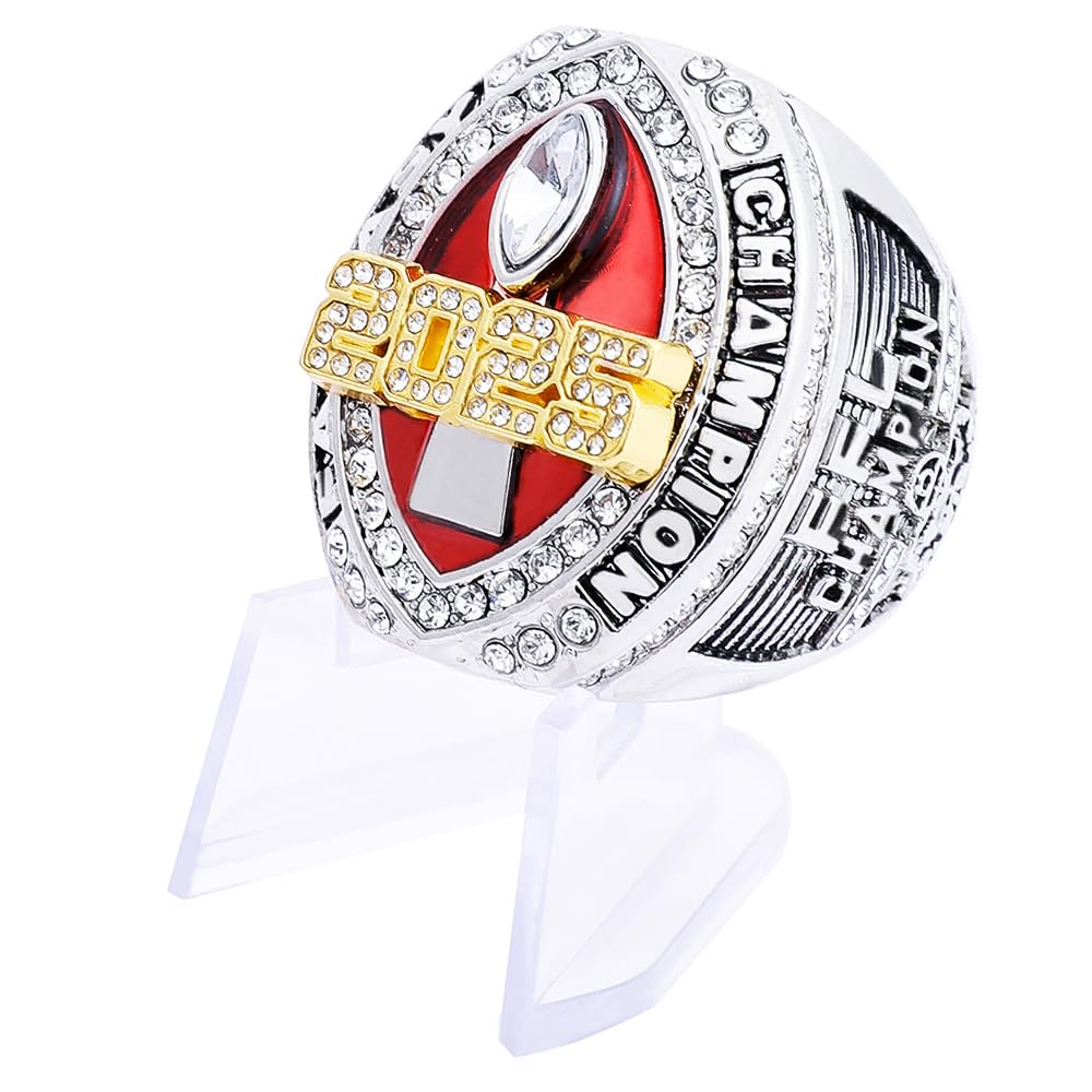 guancrown Fantasy Football Ring 2025 Award Prize Trophy Sports Winner FFL Championship Ring With Box (ring with stand, size 14)