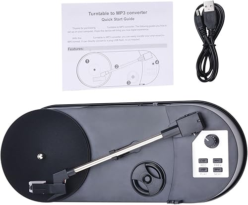 Turntable Converter for Record Player to MP3 Conversion Adapter with Multiple Speeds and Integrated Auditory Record Converter