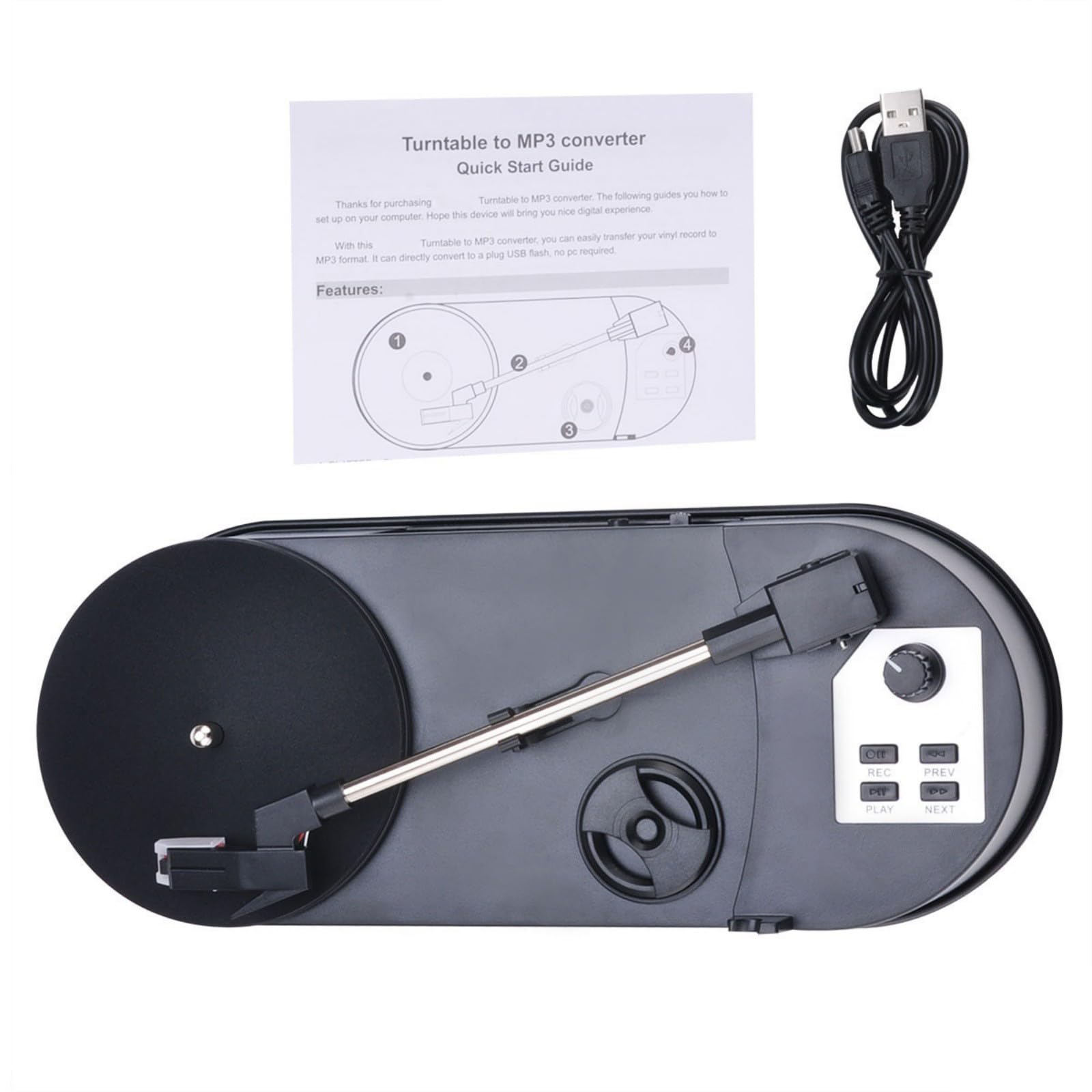 Tourne-disque en MP3 avec option de vitesse et port USB - Plateau tournant léger pour divertissement à domicile
