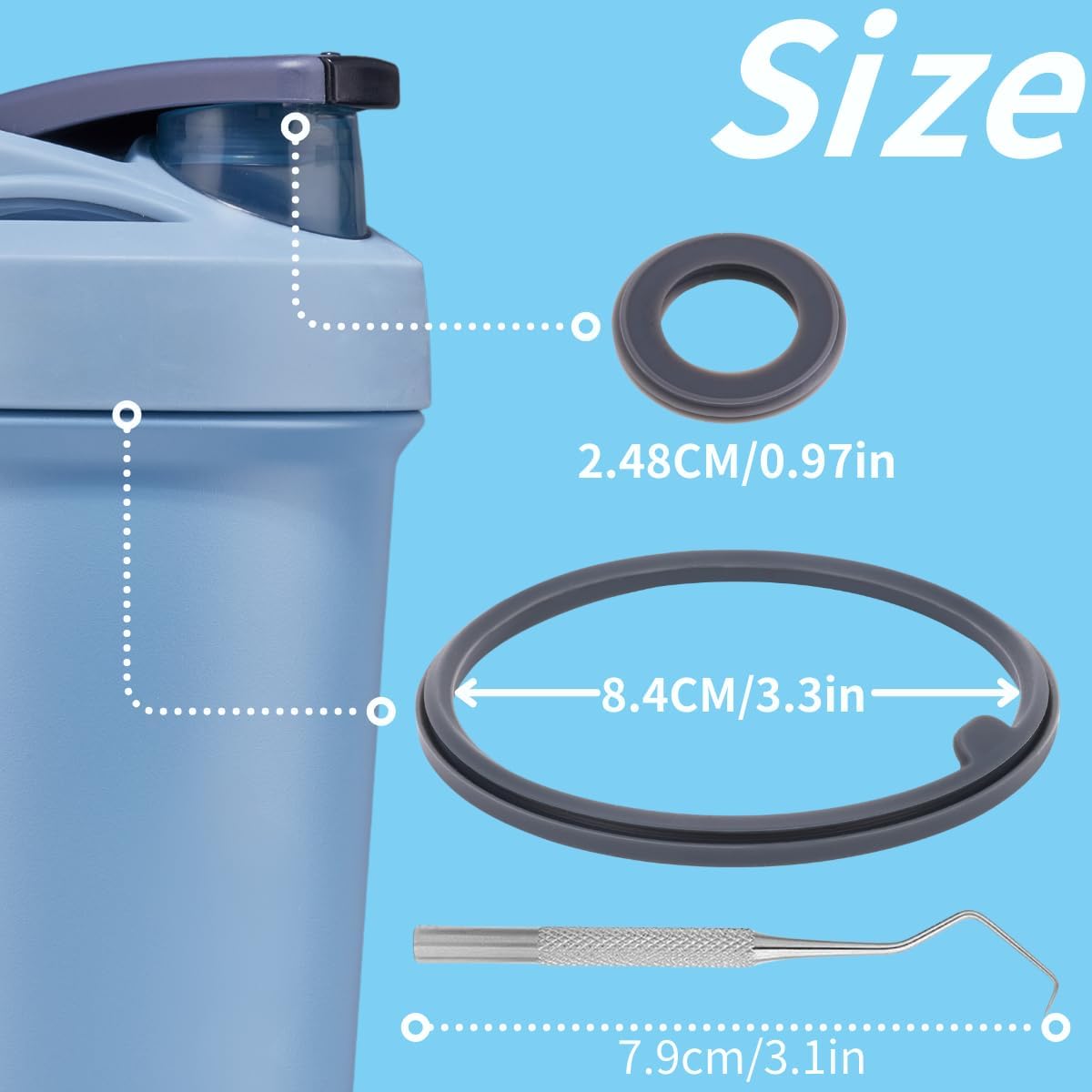 5PCS Shaker Bottle Gasket Replacement Parts for BlenderBottle Strada Shaker Cup Insulated Stainless Steel Water Bottle?for Blender Bottle Strada Protein Shakes Bottle 24/25/28OZ?Flip lid?