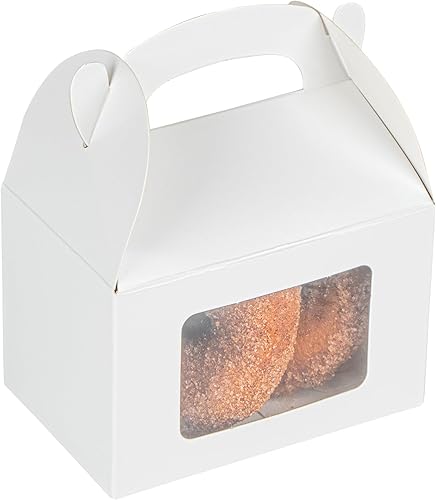 Miniatura 16 de Bio Tek - Cajas a dos aguas de 4 x 2.5 x 2.5 pulgadas para recuerdos de fiesta, 100 cajas de regalo duraderas a rayas, ventana transparente, asa