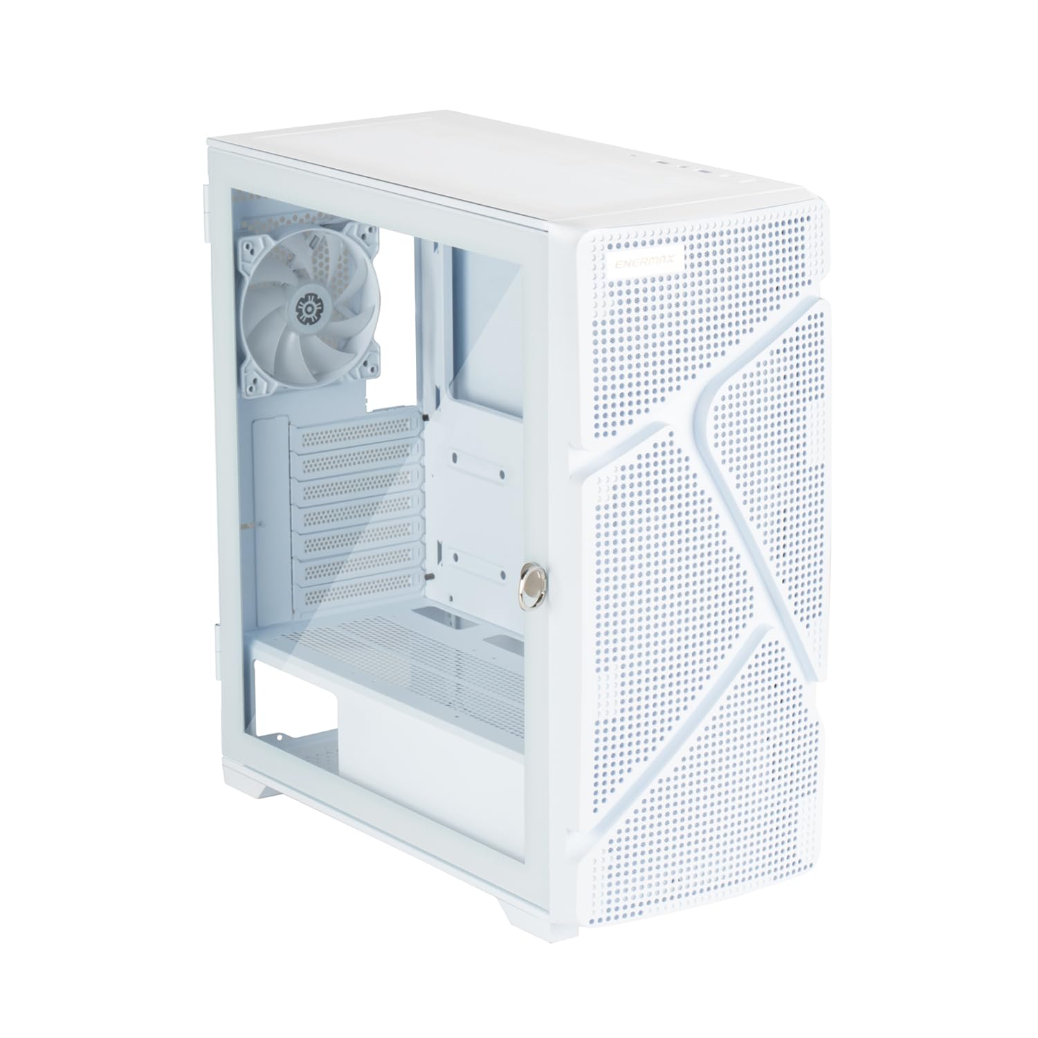 Boîtier PC Gamer MarbleShell MS31 Blanc + 4 Ventilateurs ARGB PWM et Support VGA Inclus