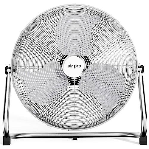 Air Pro 20" Floor Fan - Powerful Air Cooling & Circulating Fan with 3 Speed Setting & Adjustable Tilt - Indoor Home, Office, Gym Fan Quiet Portable Electric Fan with Metal Blade & Body 1.6m Long Cable