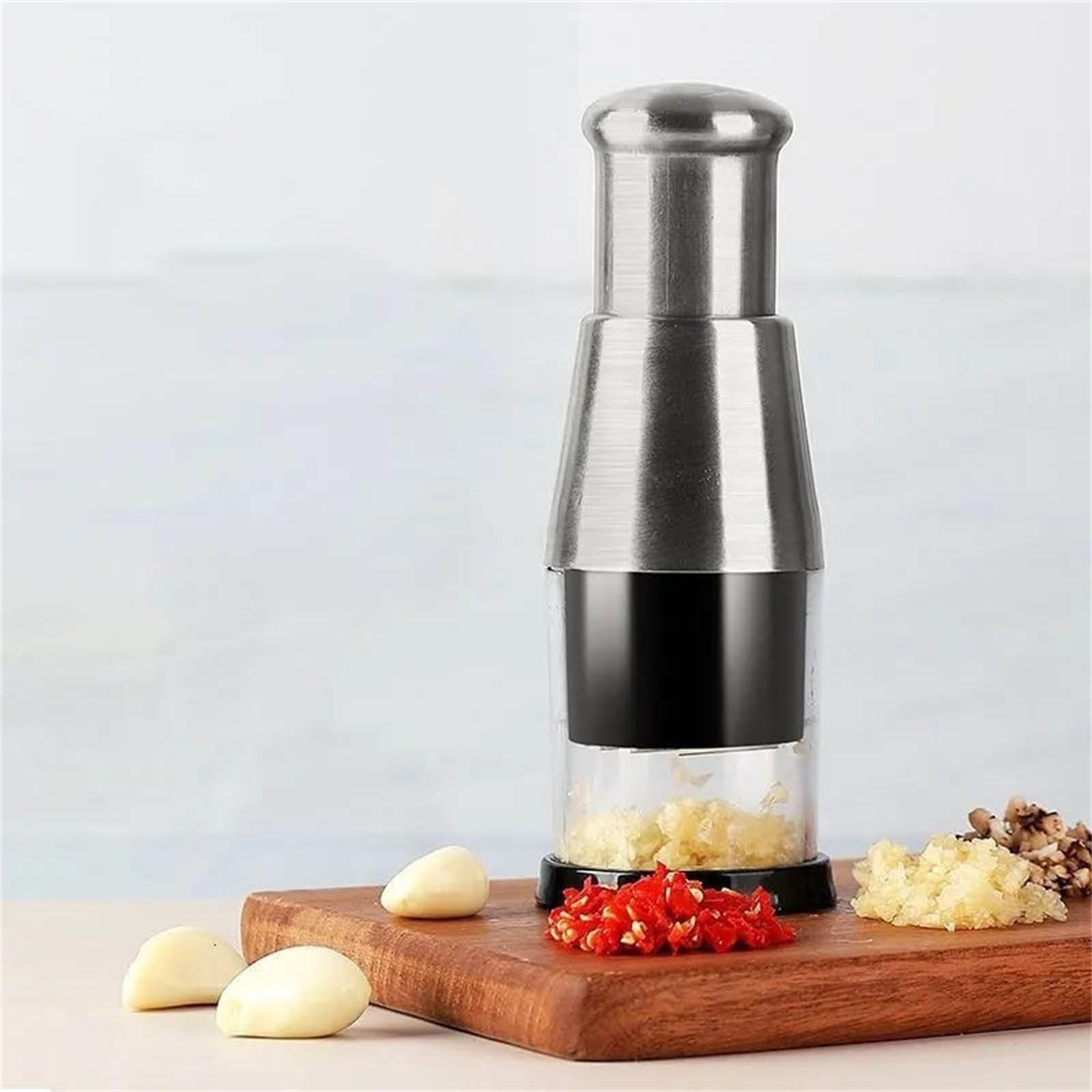 Prensa de ajos y picadora de alimentos manual, utensilio de cocina que ahorra tiempo para verduras, ensaladas, cebollas, ajo y frutos secos, herramienta esencial para una preparación eficiente de