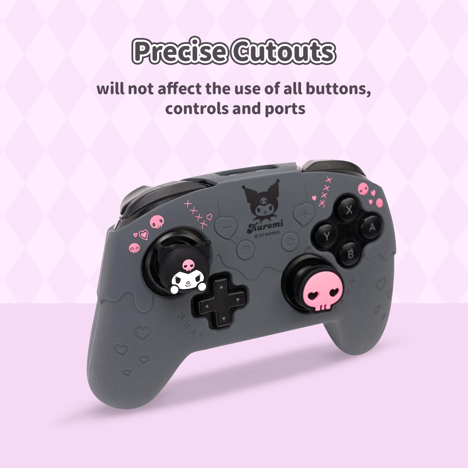 Kuitmor Lot de coques de protection antidérapantes en silicone souple pour manette Switch Pro avec 2 capuchons de pouce et 1 autocollant