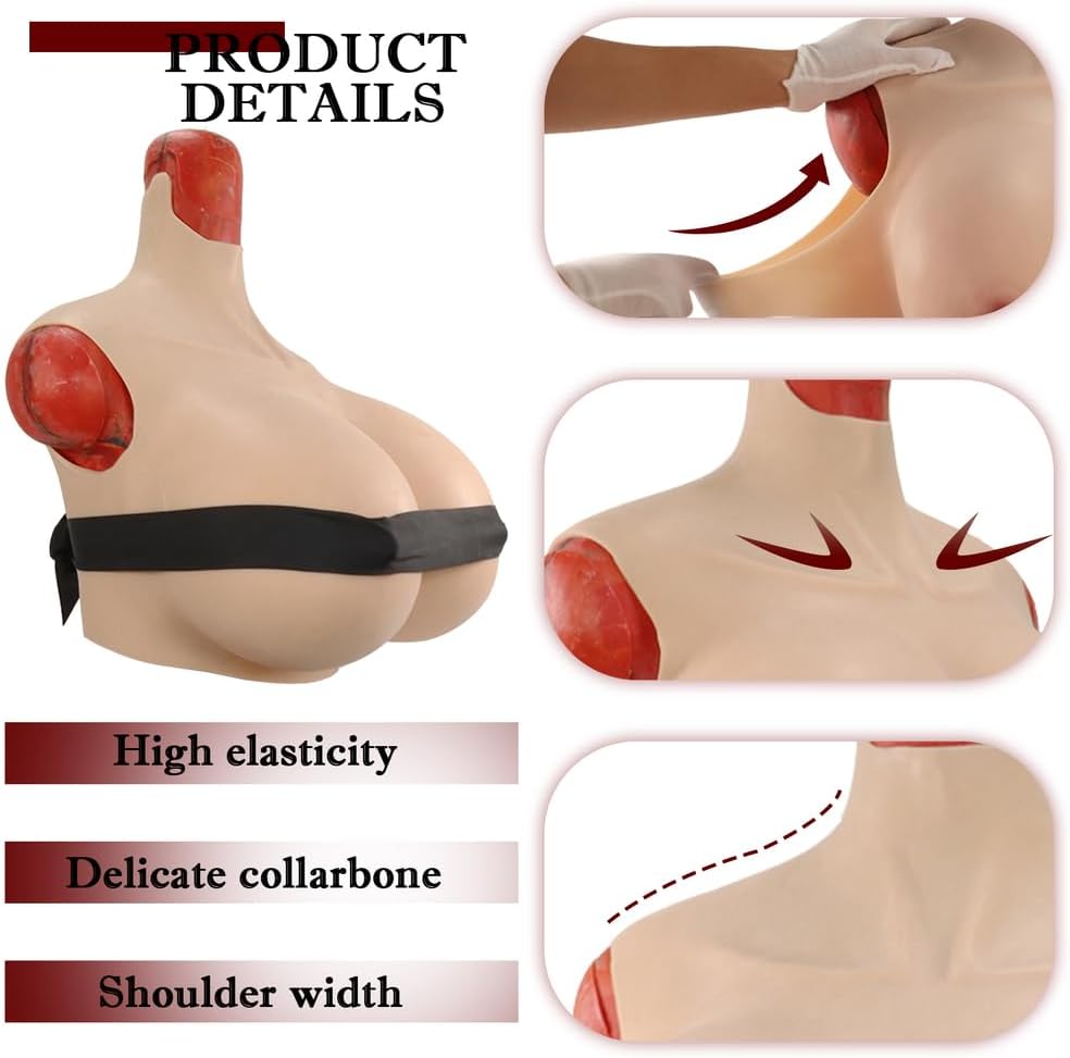 Realistic Z Cup Silicone Breast Forms Big Fake Boobs Breastplate for Crossdresser, Drag Queen & Transgender