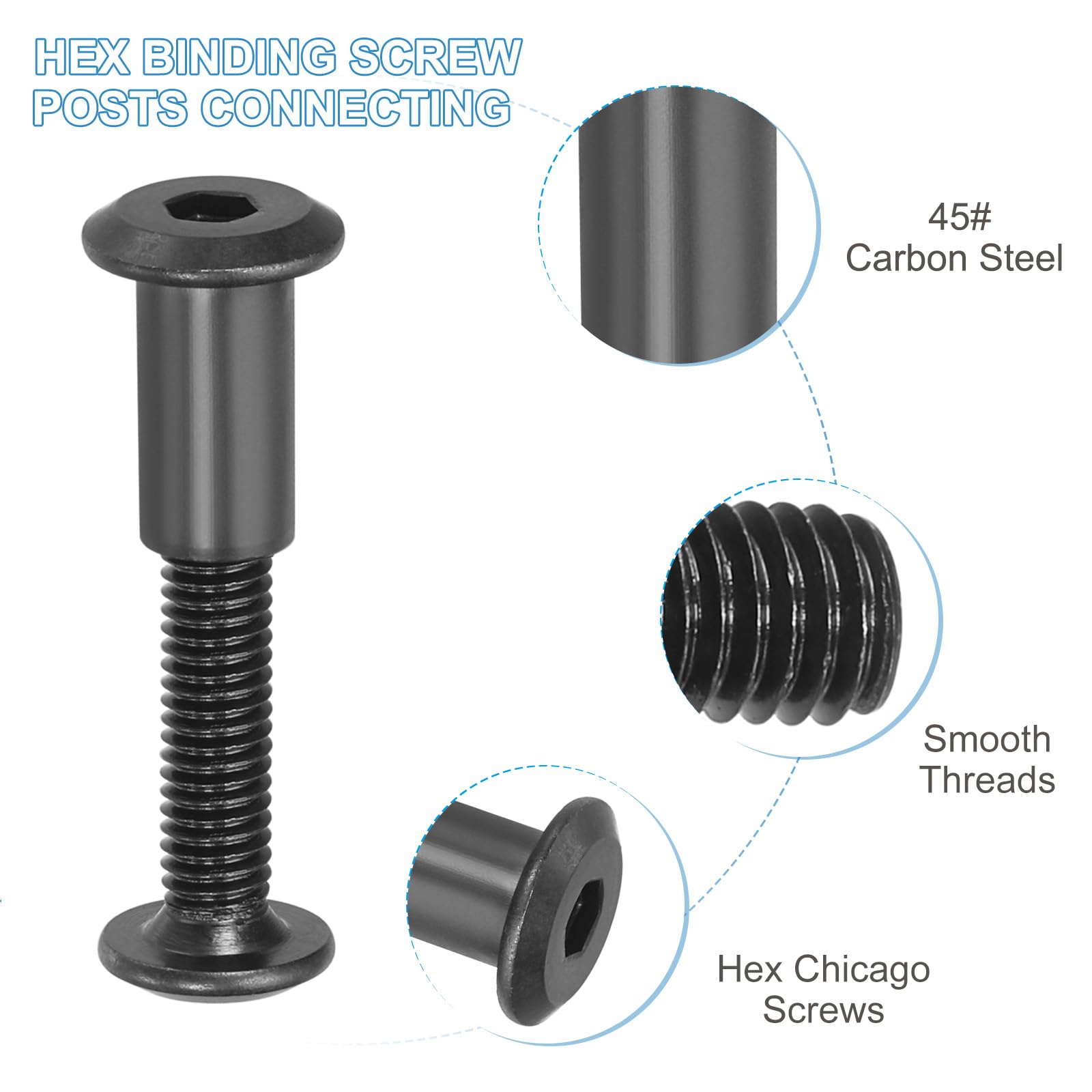 PATIKIL M6 x 25 mm Hex Chicago Screws - Image 3
