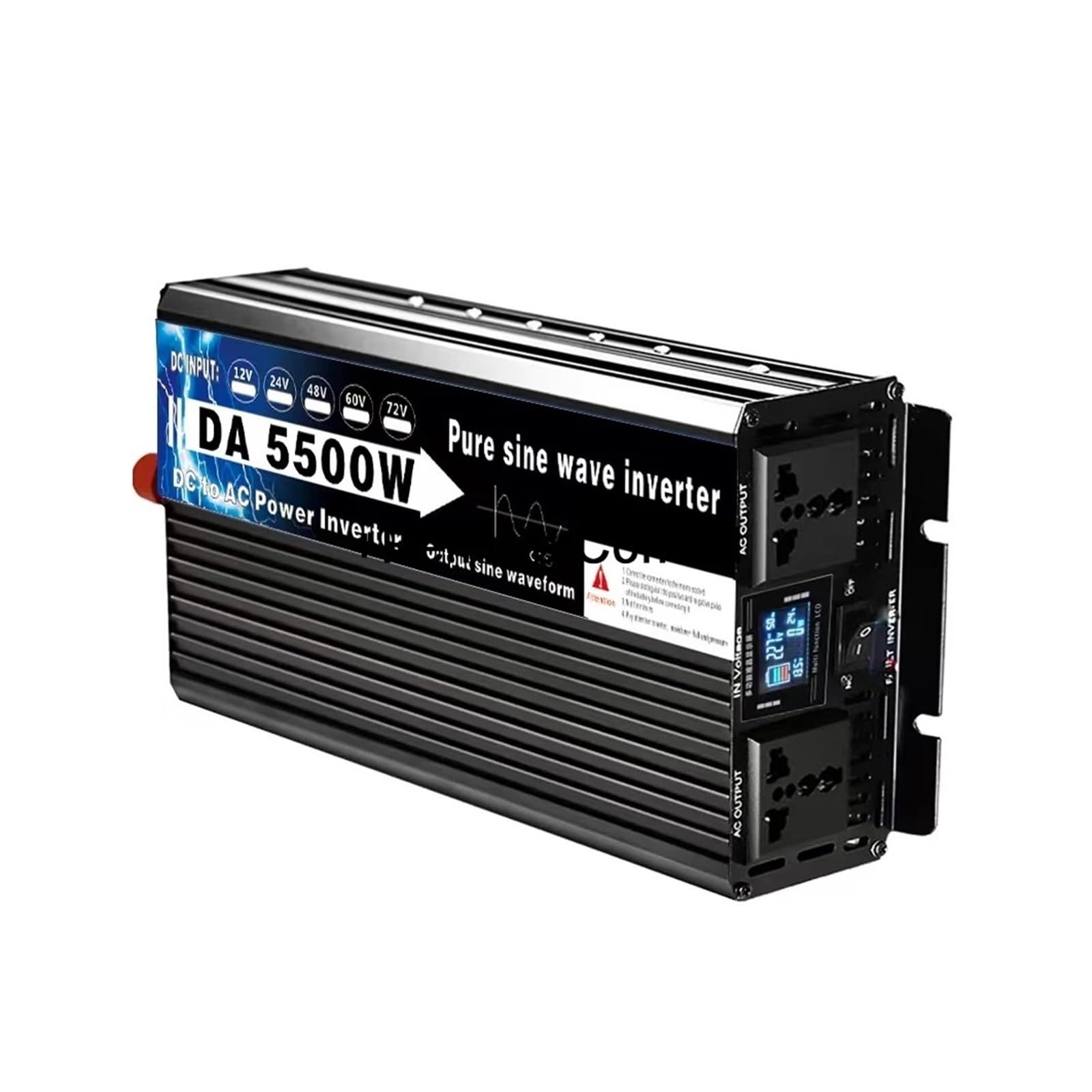 Inversor Onda Sinusoidal Pura con Transformador 5500 W Potencia Continua 2200W CC 12V-72V A CA 110V-220V Inversor Solar Coche Convertidor LCD Control Remoto.(48V,120V(60Hz),5500W)