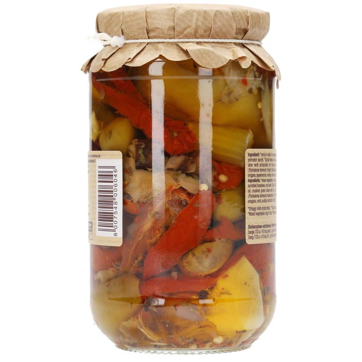 Delizie di Calabria Antipasto Calabrese/Kalabrische Vorspeise Gemüse in Öl 12 x 530g / Italienische Spezialität + Beni Culinari Kostenloser Schlüsselanhänger