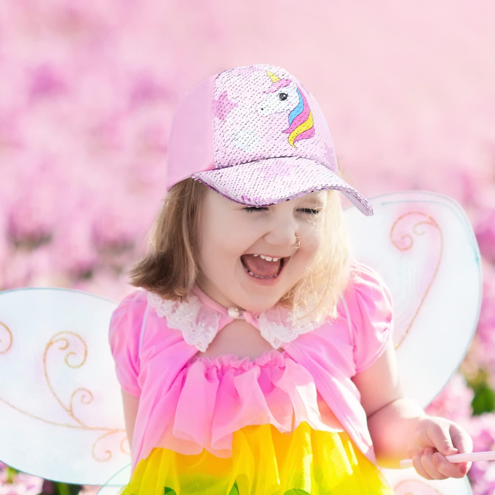 WAWSAM Gorra de Béisbol para Niñas Gorra de Camionero para Niños Gorras Ajustables con Visera de Sirena Gorras Informales Transpirables