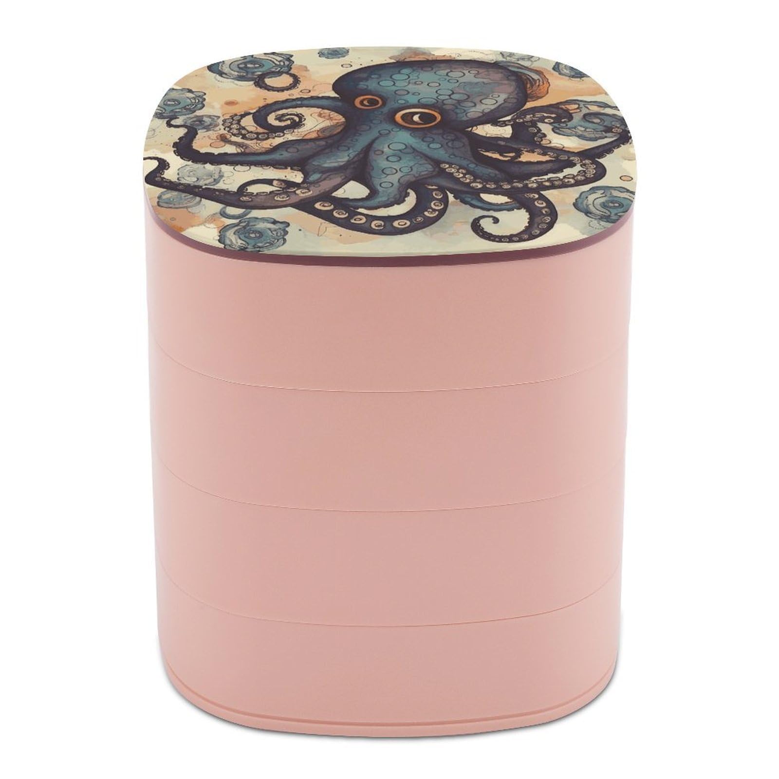 JTREHY Retro Octopus Jewelry Box 4-Layer Covered Rotating Jewelry Storage Box Large Capacity Storage Boxes Portable Jewelry Case for Bracelets Earrings Necklace