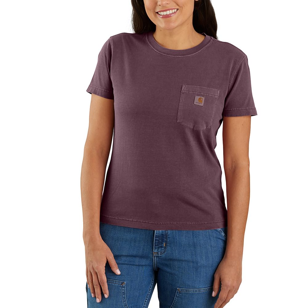 Carhartt Relaxed Fit Midweight Short Sleeve Garment Dye Pocket T-Shirt for Women - Pure Cotton Construction