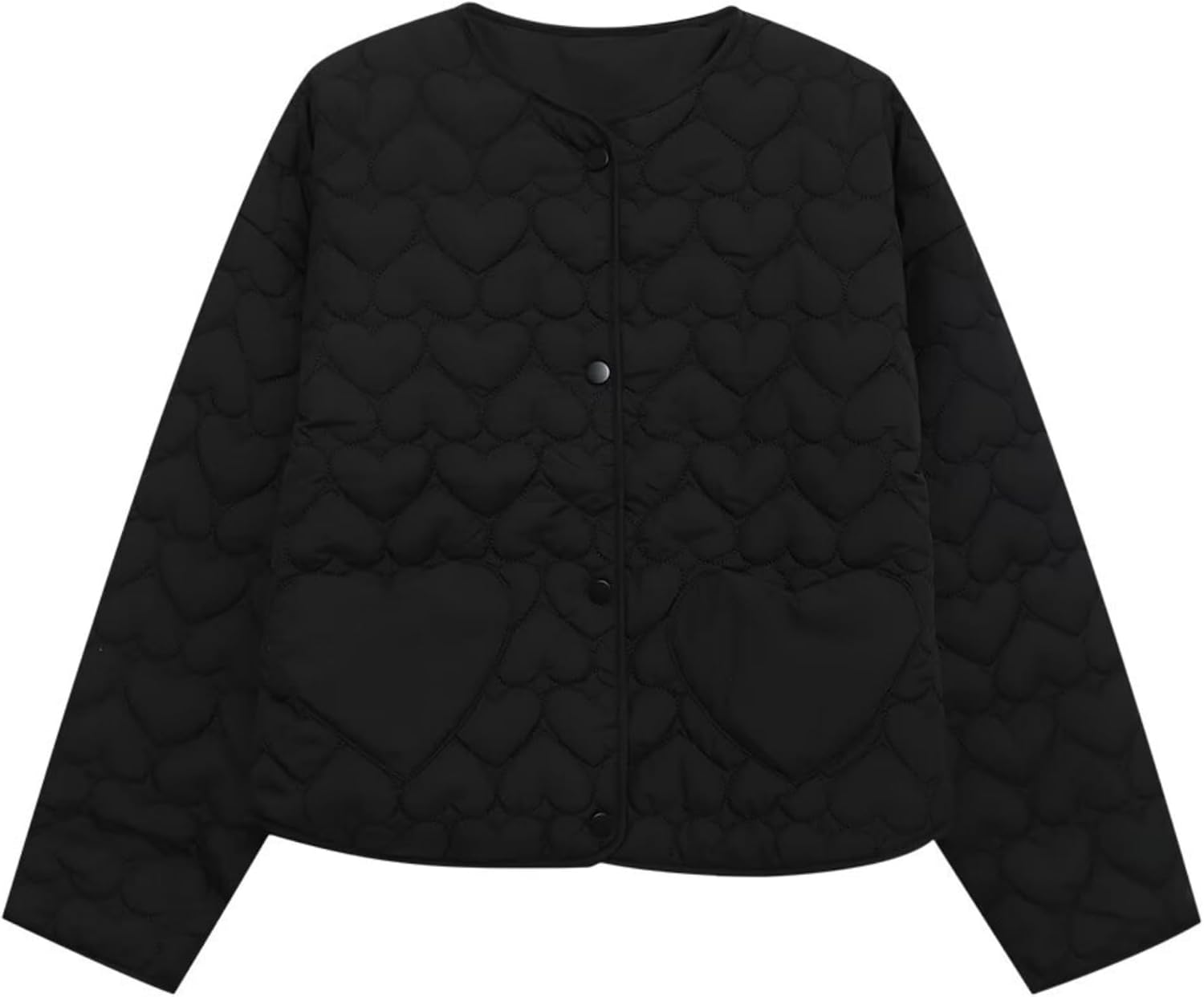 Bozanly Women's Lightweight Quilted Puffer Jackets Casual Collarless Long Sleeve Button Down Coat Outerwear