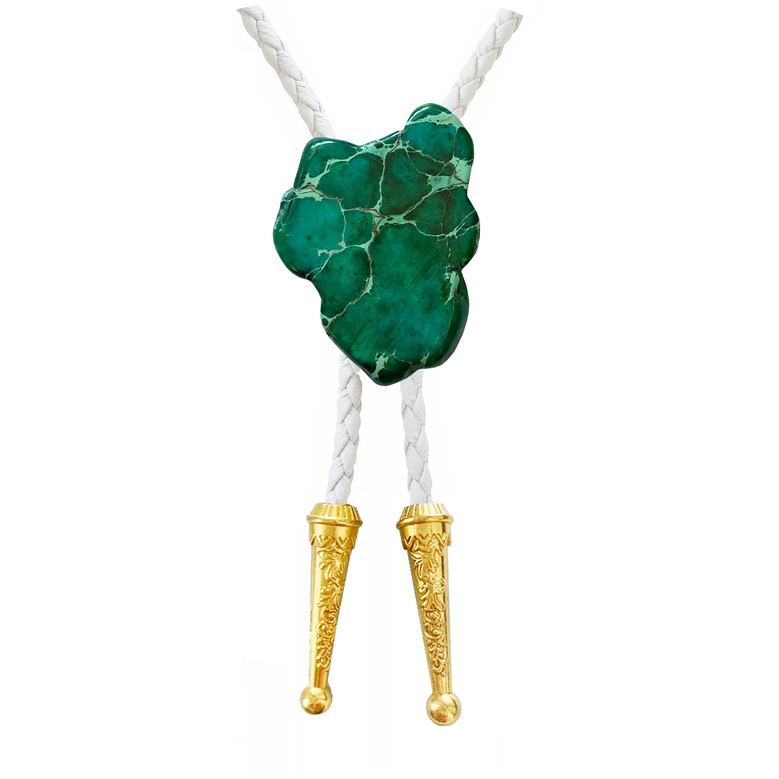 Daisy Del Sol Gemstone Bolo Tie Braided Vegan Faux Leather Natural Stone Gold Handmade Necklace Adjustable Boho Western Jewelry