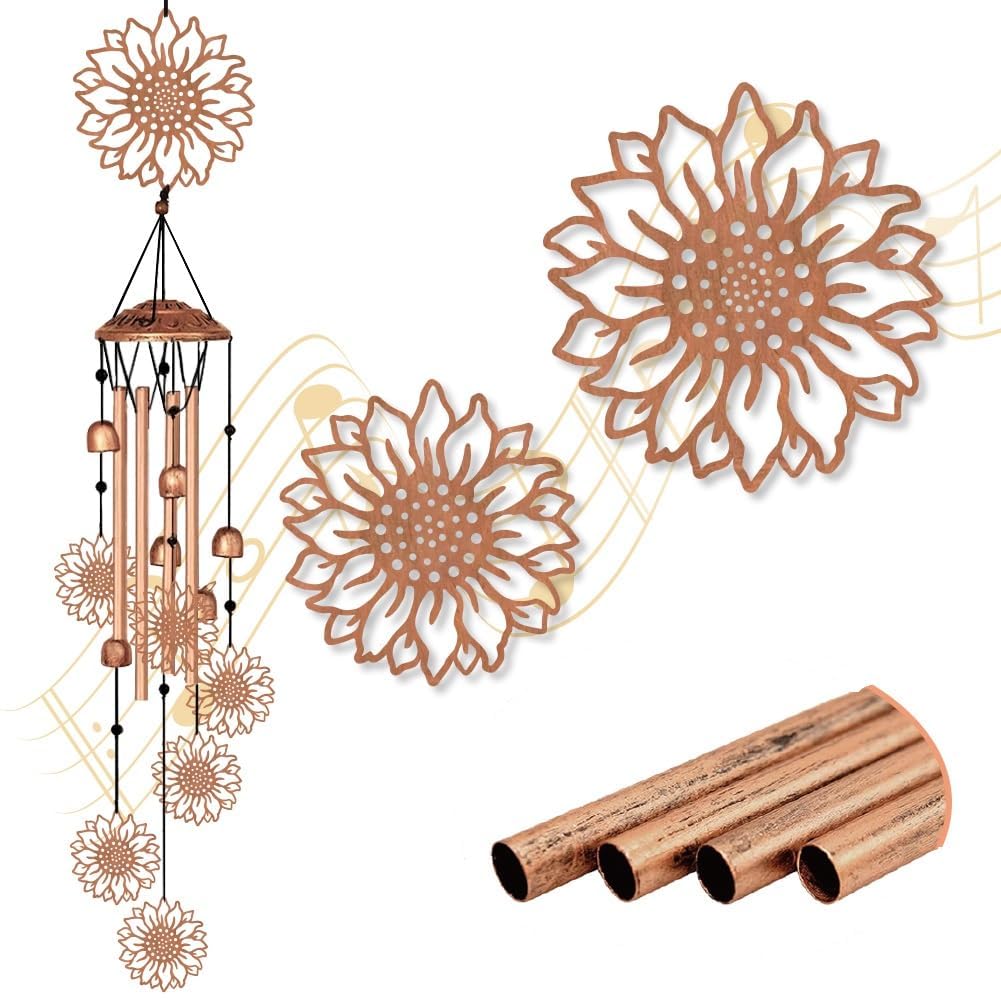 BEUNITONE Large Aluminium Wind Chimes 33" Outdoor Deep Tone Memorial Wind Chimes with Sunflower Wind Catcher, Sympathy for Loss of Loved Mom Father,Metal Wind Chime for Garden Patio Balcony Home Decor