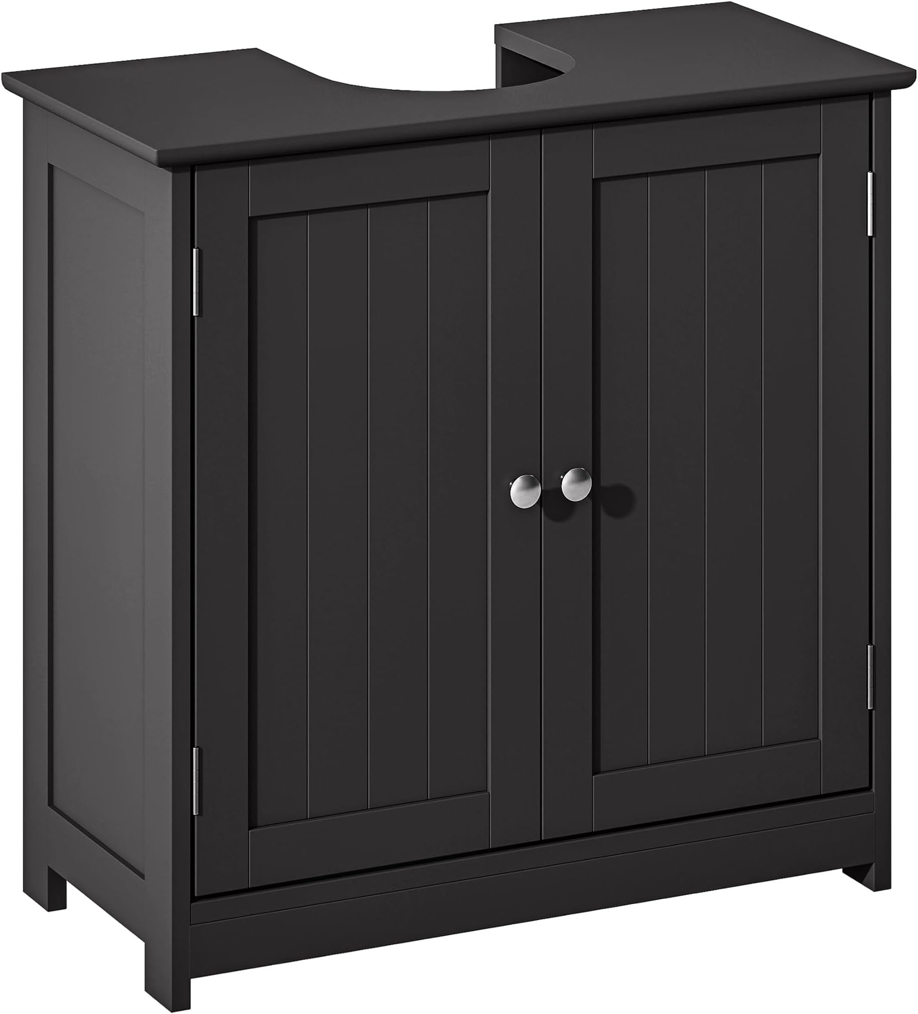 kleankin 23.5" Pedestal Sink Storage Cabinet, Freestanding Bathroom Under Sink Cabinet with U-Shape Cut-Out and Adjustable Shelf, Black