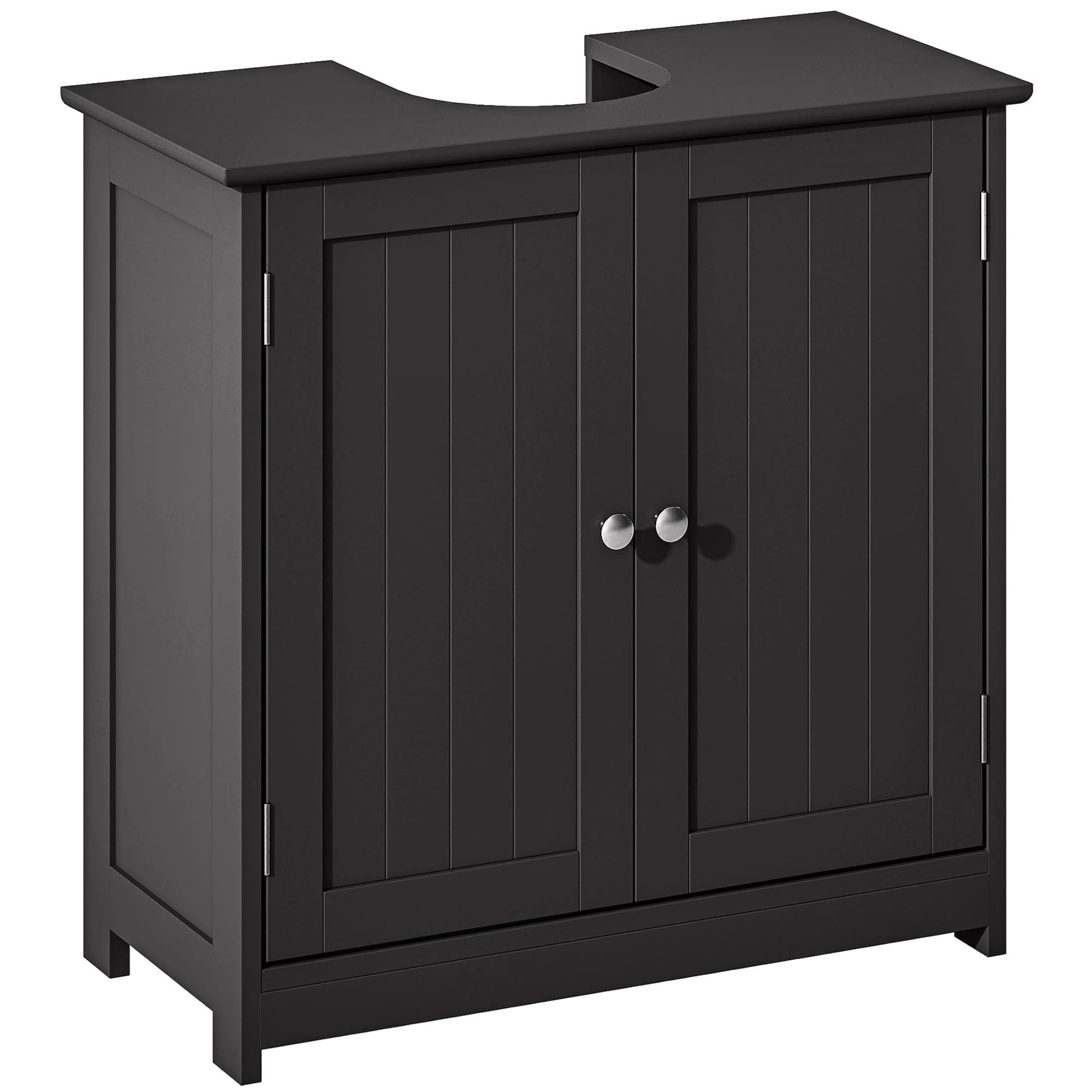 kleankin 23.5" pedestal sink storage cabinet, freestanding bathroom under sink cabinet with u-shape cut-out and adjustable shelf, black