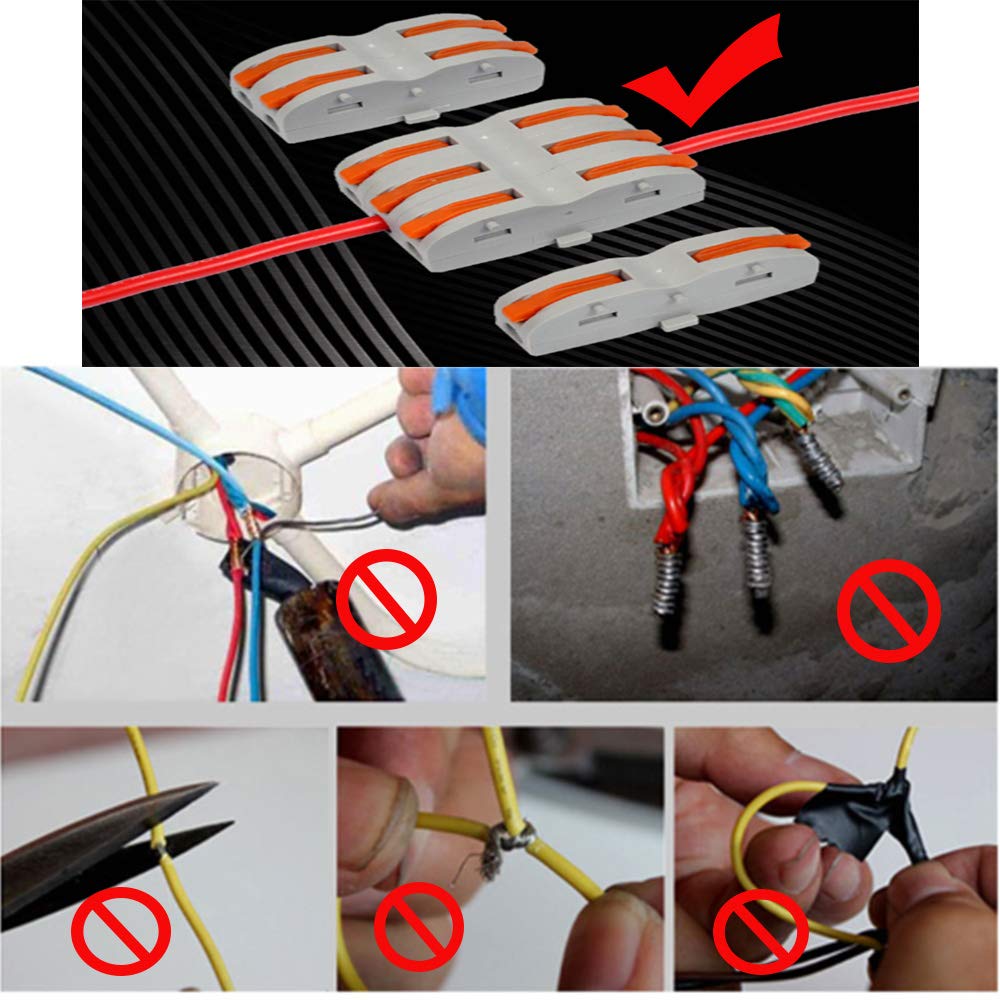 CESFONJER Lever Nut Connector, Assortment Conductors Compact Wire Connectors, SPL-1 one-to-one Quick Terminal Block Splicing Type Multi-Function Soft and Hard Wire Universal (42 Pack)