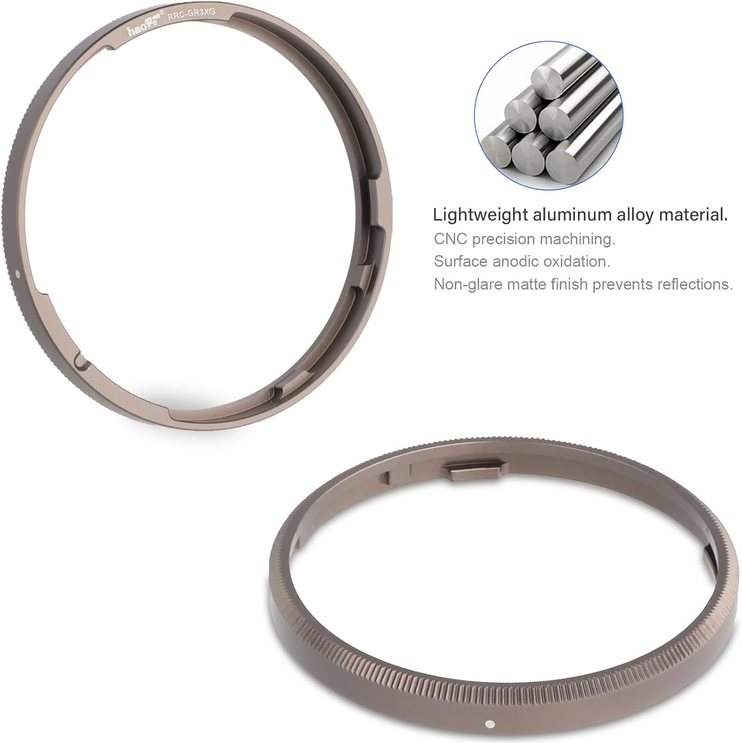 Haoge RRC-GR3XG Dark Gray Metal Decorate Ring Cap for RICOH GR3X/GRIIIX Camera Replaces GN-2