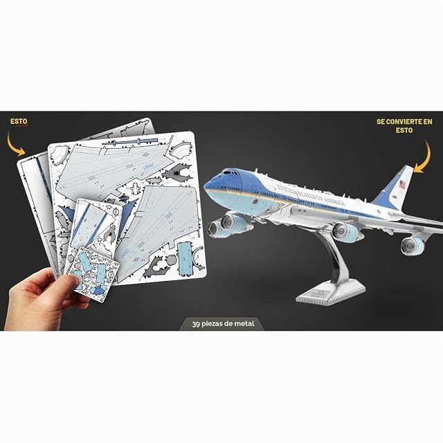 Foto 3 de 8 de Fascinations ME1001 Metal Earth - Kit de construcción de metal para avión Boeing 747 Air Force One, corte…