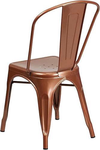 Miniatura 6 de Flash Furniture - Silla apilable de metal para interior y exterior, Metal, Cobre